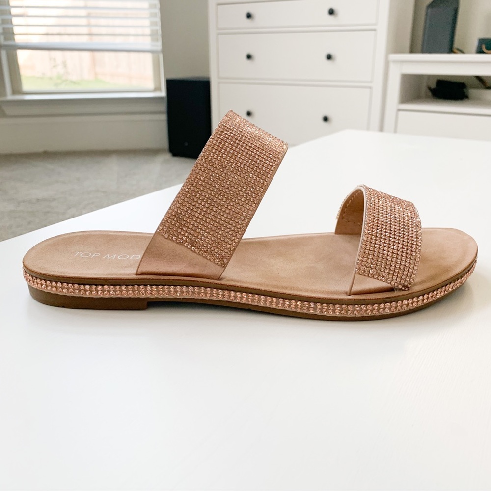Top Moda Rosegold Rhinestone Sandals Tyson-9 - Picture 2 of 8